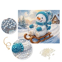 Prix de gros usine, livraison directe, décoration intérieure, kits d'artisanat pour enfants et adultes, peinture artistique de Noël avec perles et diamants, bonhomme de neige