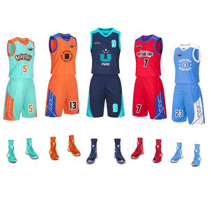 เสื้อบาสเก็ตบอลแบบปรับแต่งได้ชุดฤดูร้อนของคุณเองพร้อมกางเกงขาสั้นบาสเก็ตบอลเปล่าชื่อทีม - Product Image 1
