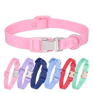 Großhandel Macaron Colors Haustier halsband Rostfrei PVC Hunde halsbänder Wasserdicht wasch bar schmutz abweisend Silikon Hunde leine Halsband - Product Image 1
