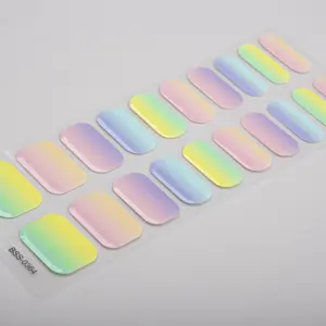 französische individuelle Verpackung Uv-Lampe Nagel-Aufkleber Hersteller niedriger Preis halbgefrierter Gel-Nagel solide Farbe Neon-Nagelrolle Streifen
