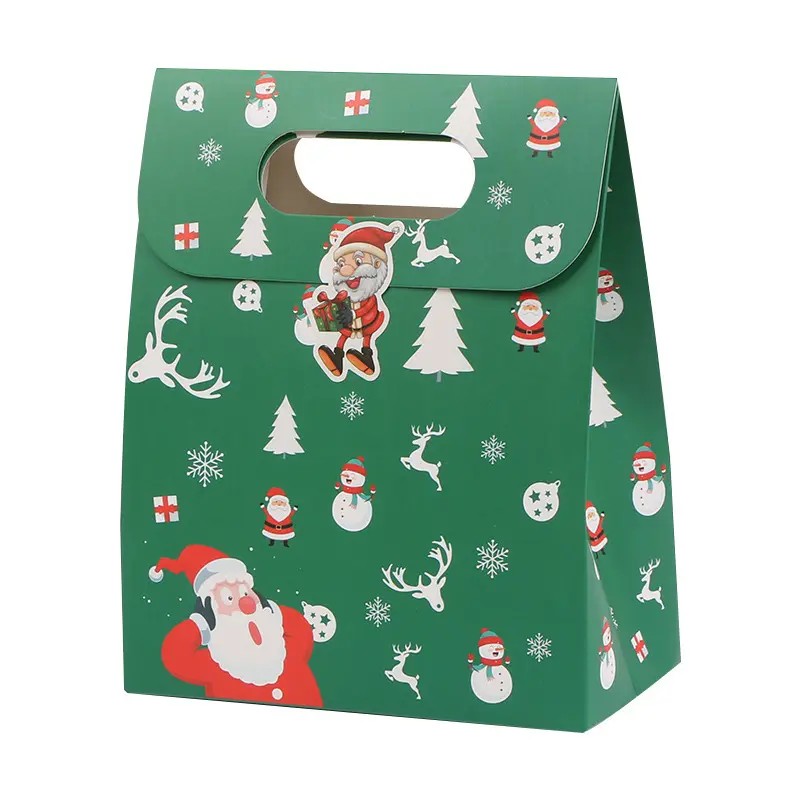 กล่องถุงกระดาษแบบมีหูหิ้วสำหรับปาร์ตี้คริสต์มาสงานแฮนด์เมดบรรจุภัณฑ์สำหรับขนมบิสกิต