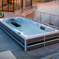 Fabricant de piscines de nage à contre-courant pour jardin extérieur, spa de nage autoportant de grande taille sur mesure pour usage domestique