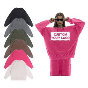 Wholesale New Trendy Vintage Winter Loose Heavy-duty Acid-<b>washed</b> Distressed 100% Cotton Pullover with Hood ODM - Product Image 2