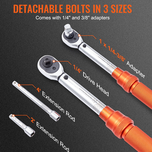 Ổ đĩa 1/4 inch bấm vào cờ lê mô-men xoắn điều chỉnh hai hướng đặt cờ lê mô-men xoắn 72 răng có khóa 20-200 in.lb / 2.3-23 NM - Product Image 5