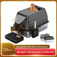 Litière pour chat carrée en acier inoxydable, nouveau modèle moderne 2026, design ouvert, nettoyage facile, fournitures pour animaux de compagnie, haute absorption pour chaton
