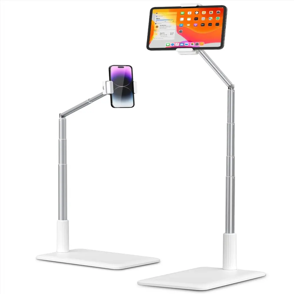 360 Rotation Alloy Metal Content Creation Overhead Folding Floor Mobile Stand Tablet Phone Holder for Video Recording