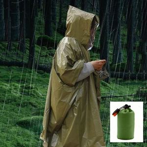 Poncho d'aventure en plein air, imperméable, coupe-vent, couverture thermique en Mylar, sac de survie de 1L, pour le camping, la randonnée et toutes les situations d'urgence - Product Image 2