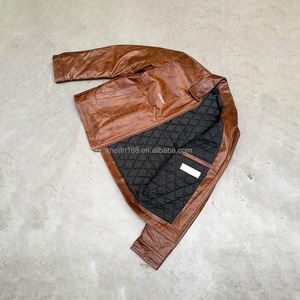 Veste en cuir vintage sur mesure de haute qualité, veste zippée pour l'automne et l'hiver, étiquettes personnalisées, veste bomber en cuir - Product Image 2