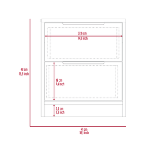DB DEPOT Egeo Luxury Midcentury Modern Nightstand Two Drawers with Superior Top White/<b>Light</b> <b>Oak</b> MDF for Apartment Use - Product Image 2