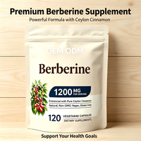 OEM/ODM Capsules de berbérine HCl et de cannelle de Ceylan 1200mg, 120 unités, Soutien immunitaire pour adultes, Végétarien, Végétalien, Sans OGM, Sans gluten