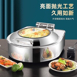 Réchaud électrique en acier inoxydable 1500W 3000W, chauffe-plats circulaire avec couvercle rabattable pour usage en restaurant - Product Image 4