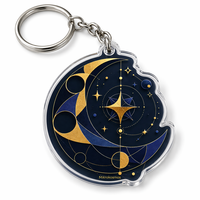 Porte-clés en acrylique personnalisé Ciel Étoilé, Design Galaxie Or et Bleu Marine, Forme Irrégulière, Cadeau Souvenir Ciel Étoilé, Vente en Gros