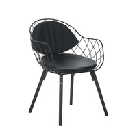 DL Mobilier Vente en gros Sortie d'usine Chaise de salle à manger en métal peint Chaise de salle à manger avec siège en bois et tôle de fer pour jardin
