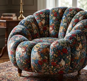 Tela para tapicería de muebles Paws In The Flowers, por yarda, textil con estampado floral de patas de animales, para sillas de comedor y bancos - Product Image 6