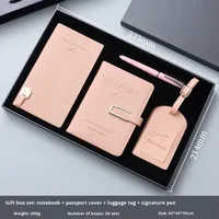 En promotion : Coffret cadeau en PU unisexe avec porte-passeport de voyage, porte-étiquette de bagage personnalisé et carnet, en stock
