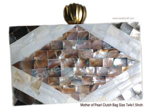 Bolso de Hombro de Latón Vintage de Lujo para Mujer con Patrón Geométrico de Piedras y Bolso de Mano de Nácar para Bodas y Fiestas - Product Image 4