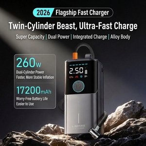 เครื่องสูบลมยางพลาสติกแบบสองกระบอกสูบ 12V แรงดันสูง 150PSI 260W สำหรับงานหนัก พร้อมระบบหยุดอัตโนมัติ หน้าจอดิจิตอล สำหรับรถ SUV/4x4 รถบรรทุก - Product Image 2
