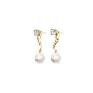14k Gold Pearl and Diamond Jackets Stud Earrings Fashion Custom Earring Design Trendy Earings Luxury Designer <strong>Jewelry</strong> Earrings - Product Image 1