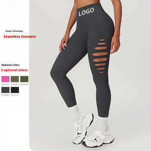 Pantalones deportivos de cintura alta a la moda para <span class=keywords><strong>mujer</strong></span> <span class=keywords><strong>XXL</strong></span> melocotón trasero recorte <span class=keywords><strong>mallas</strong></span> de Yoga sin costuras cintura elástica Spandex para correr al aire libre - Product Image 1
