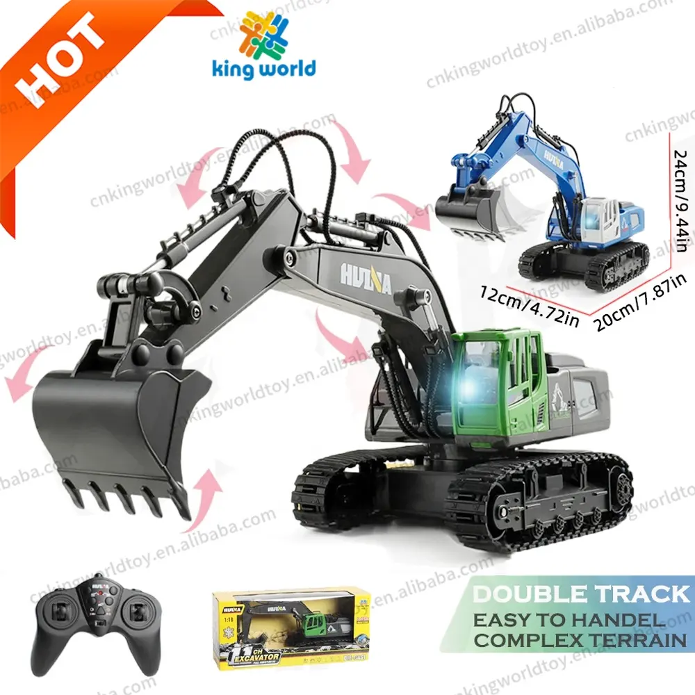 1/18 RC escavatore 11WD telecomando RC escavatore giocattolo costruzione RC auto giocattoli per adulti con pale in metallo luci suoni