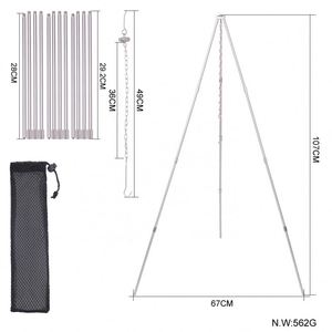 Free Sample CE Outdoor Camping Equipment Tripod Cookware Cooking <b>BBQ</b> Grill Campfire Pot Tool Fire Hanging <b>Rack</b> for Hiking - Product Image 4