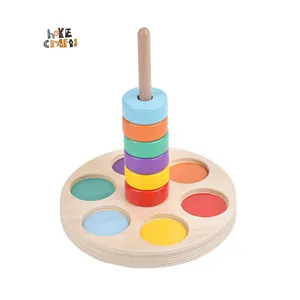 HOYE CRAFTS new design color sorting game rainbow stacking tower stacking ring toy