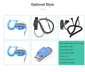 1.8m PU cuộn dây màu xanh có thể điều chỉnh dây đeo tĩnh cứu trợ tĩnh điện an toàn dẫn điện nền tảng ban nhạc Kit <span class=keywords><strong>ESD</strong></span> dây đeo cổ tay - Product Image 5