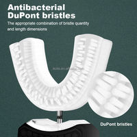 Brosse à dents électrique sonique intelligente 4 en 1 en forme de U avec gratte-langue intégré, lumière bleue, faible bruit, pour la maison, les voyages, les adultes
