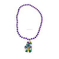 Perles personnalisées de 6 mm vert métallisé, violet et or avec médaillon alligator pour le Mardi Gras (plastique/polyrésine)