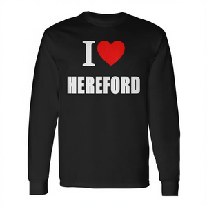 T-shirt à manches longues I Love Hereford, cadeau souvenir pour les fans - Product Image 2