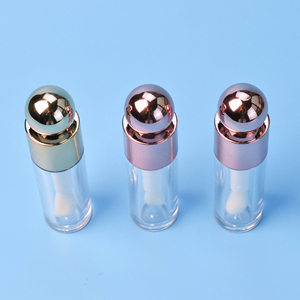Halloween Light up Gold Round Big Brush Lipgloss Tubes with Fat Applicator White 6.5ml Lip Gloss Tubes with Lipgloss Custom logo