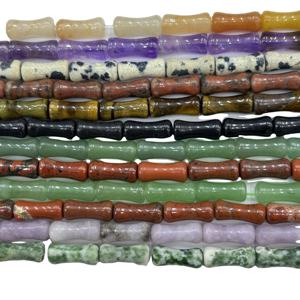 Hui Rui 5*12mm naturel vert <span class=keywords><strong>Aventurine</strong></span> Jade cristal bambou forme perle entretoise en vrac perle porte-bonheur pour la fabrication de bijoux - Product Image 1