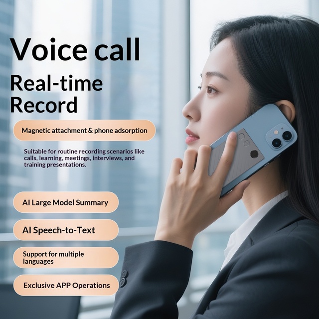 Multi-language Real-time Translation Transcription AI Card-type Voice Recorder APP Call Recording MP3 64GB 60H Model P60 Smart