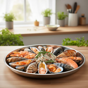 Vassoio Rotondo in Acciaio Inox Garinox per Servire Frutti di Mare, per Uso in Cucina - Product Image 3