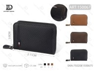 Portacarte a fisarmonica da uomo, 4 pollici, in pelle PU, con chiusura a cerniera per carte - Product Image 1