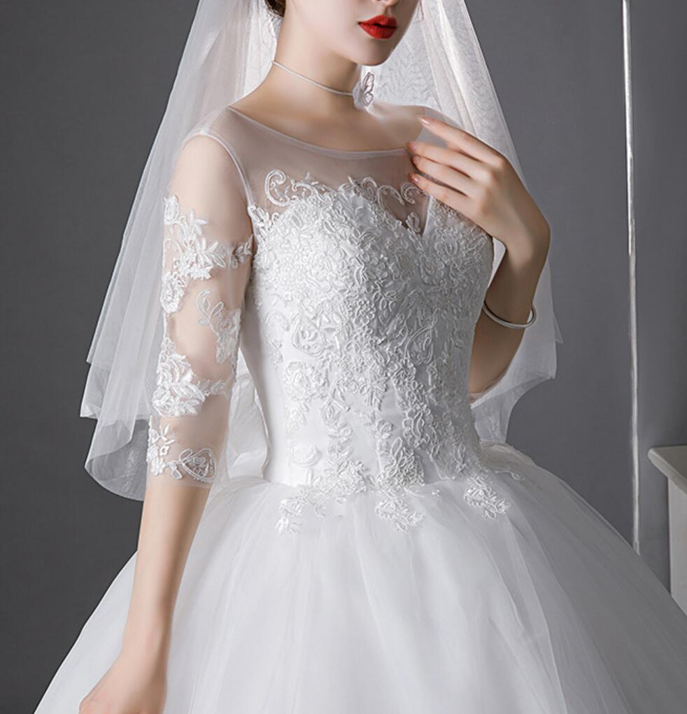 2024 Cheap Vintage Wedding Dresses Bridal Gowns Round Sheer Neck 3/4 Sleeve  Lace Applique Plus Size Floor Length Wedding Gown| Alibaba.com