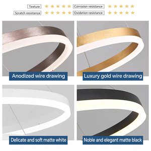 Lámpara Colgante de Metal Dorado de Lujo Contemporáneo Antiguo, con Control Remoto LED, Cuentas Circulares para Decoración de Hogar, Hotel, Cocina, Pantalla Dorada - Product Image 4