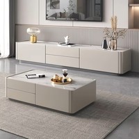 Table basse de salon moderne de luxe 2026 en marbre durable, meuble de maison avec grand rangement, ensemble table basse et meuble TV