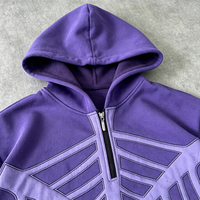Benta Shangpin Sweat à capuche personnalisé d'hiver pour homme, à quart de zip, motif toile d'araignée, épais, coupe oversize, en molleton bouclette avec appliqué