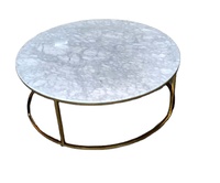 Table basse ronde en marbre de Carrare blanc et or de 30 pouces, meubles de salon