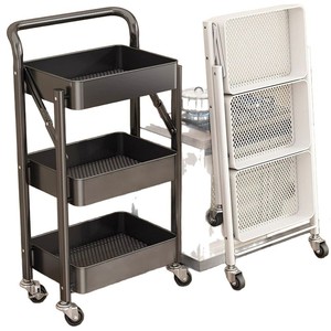Carrito de Almacenamiento Plegable de 3 Niveles con Ruedas para Cocina, Dormitorio, Organizador de Libros y Juguetes, Portátil con Ruedas - Product Image 2