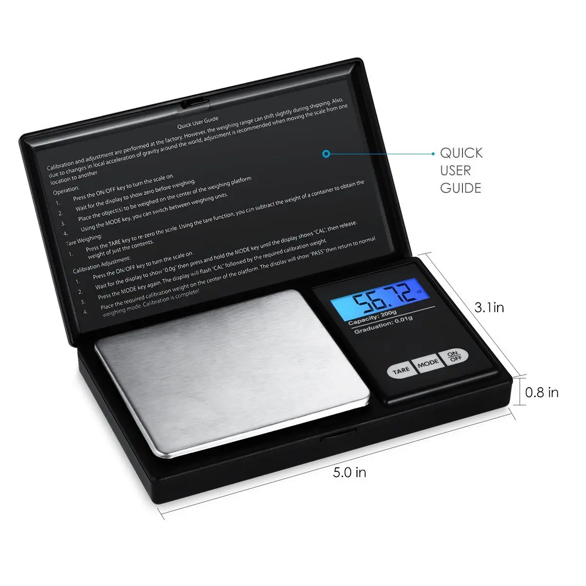 Changxie mini balança digital com logotipo personalizado, 0.01g, alta precisão, joias, diamantes, balança digital de bolso