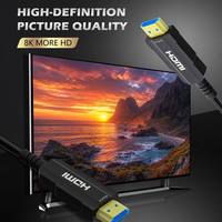 Câble optique actif HDMI 2.1 8K personnalisé en usine, 48 Gbit/s, fibre longue distance, alliage de zinc pour TV, projecteur, home cinéma
