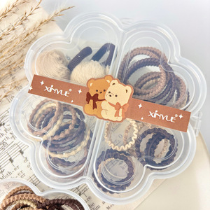 Xin Yue Hair <b>Ties</b> <b>Brown</b> Elastic Hair Bands For Kids Daily Use With Pom Pom Design - Product Image 3