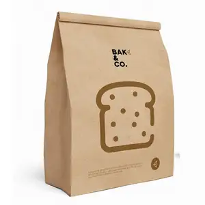 2024 GD Mould Custom Printed Long Loaf Bread Bag Brown Baguette Kraft Paper French Bakery Bread Bags With Window