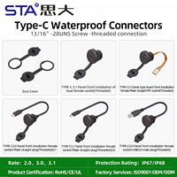 Connecteur étanche Type C 3.1, charge rapide, signal de données, prise aviation, câble FPC 10cm 20cm, adaptateur prise femelle vers prise mâle