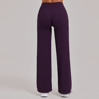 91229 Pantalon de yoga évasé taille haute pour femme, leggings souples et extensibles coupe bootcut, pantalon de sport à jambe large pour l'entraînement, la danse et le fitness