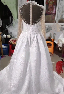 Factory Price Wedding <b>Dresses</b> African <b>Plus</b> <b>Size</b> <b>Sexy</b> Lace Halter Beaded Sequin Dismountable Long Train <b>Dress</b> - Product Image 6