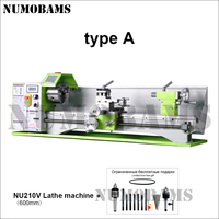 Mini tour à métaux NUMOBAMS NU210V-600 avec moteur de puissance nominale de 1100W, broche MT5 et mandrin à 3 mors de 125mm