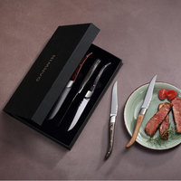 Ensemble de couteaux à steak style Laguiole, 6 pièces, couteaux à steak OEM, boîte cadeau personnalisée, couverts pour restaurant, salle à manger